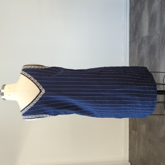 THML Embroidered V Neckline Shift Dress Navy Blue XS bohemian folk art beach - Picture 2 of 7